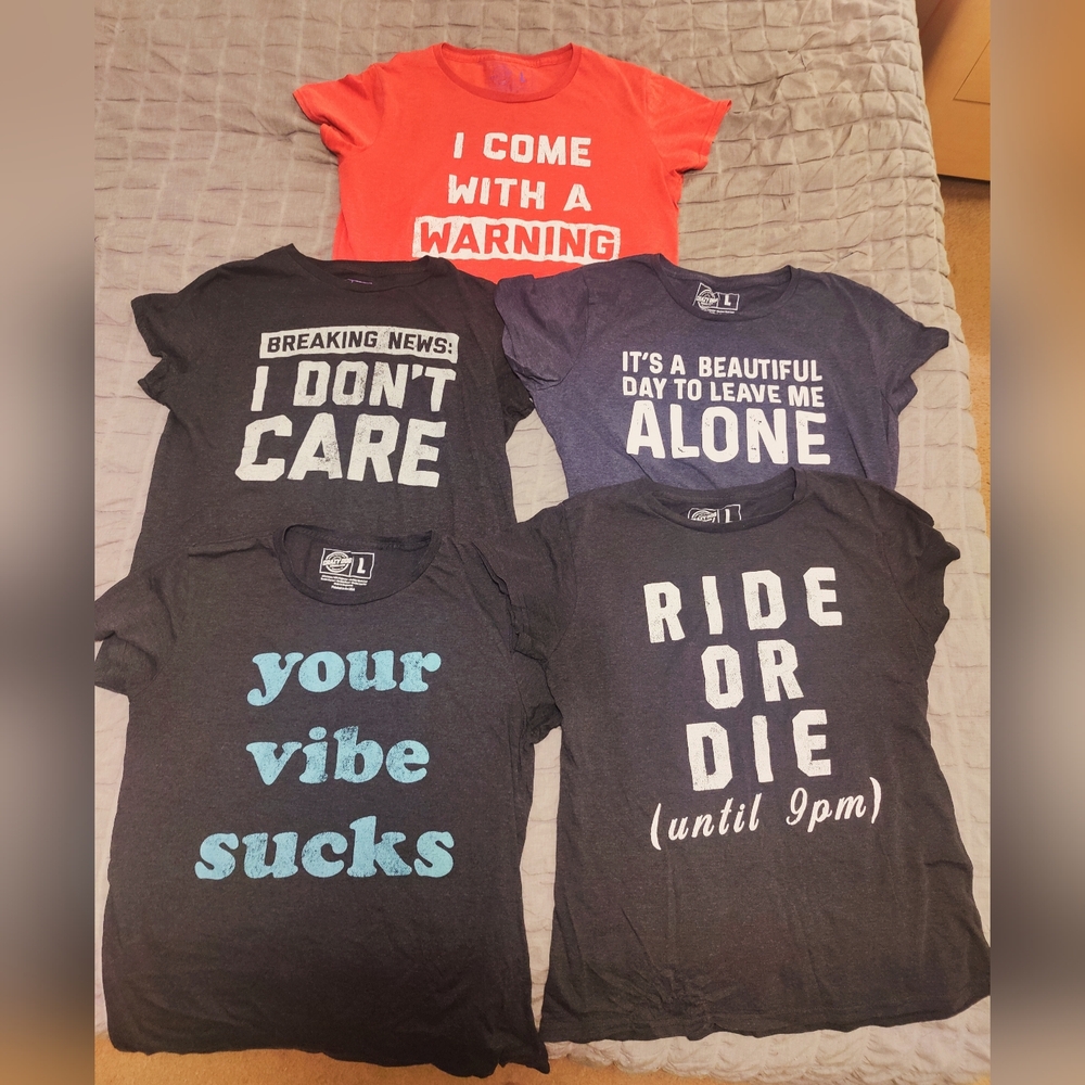 5 Graphic Quotes Sayings T-shirts Large